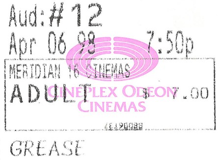 Grease ticket stub